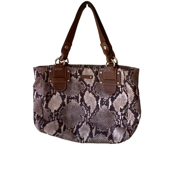 kate spade Handbags - Kate Spade New York Snakeskin/Python Print Tote Bag - PXRU0584 Tan/Brown